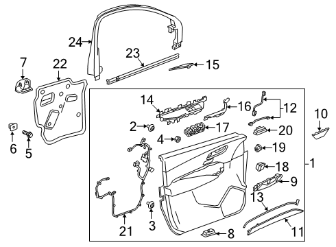 2019 Cadillac XT4 Interior Trim - Front Door Belt Weatherstrip Diagram for 84337396