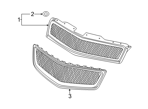 2012 Chevrolet Traverse Grille & Components Upper Grille Diagram for 15943196