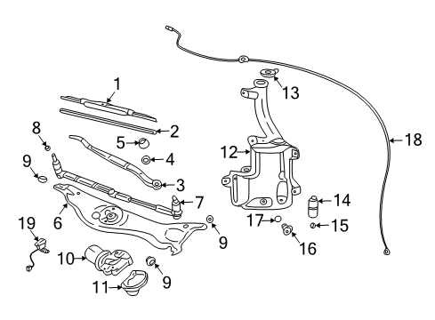 2004 Cadillac CTS Wiper & Washer Components Front Motor Diagram for 19354906