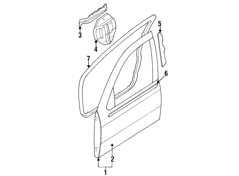 1999 Nissan Sentra Front Door WEATHERSTRIP Front Door RH Diagram for 80830-4B000