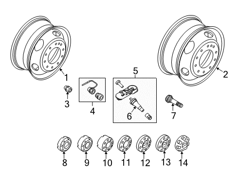 2017 Ford F-350 Super Duty Wheels Wheel Cap Diagram for HC3Z-1130-Y