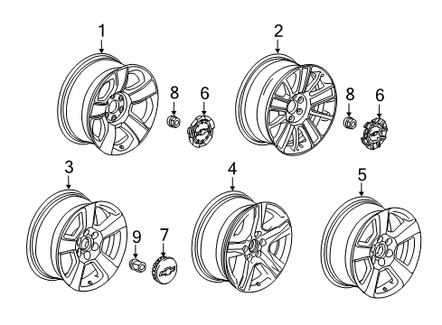 2016 Chevrolet Silverado 1500 Wheels Wheel, Alloy Diagram for 23430212