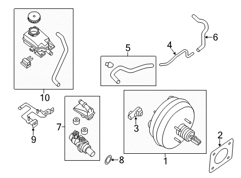 2016 Nissan Murano Hydraulic System Tank Assy-Brake Oil Reservoir Diagram for 46090-5AA0A