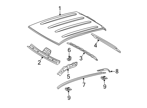 2011 Toyota Tundra Roof & Components Rear Header Diagram for 63105-0C070