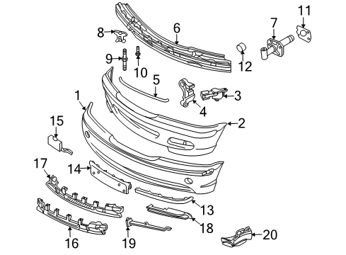 2003 BMW 330xi Front Bumper Grid, Right Diagram for 51117016512