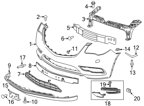 2017 Buick Enclave Front Bumper Side Retainer Diagram for 20986161