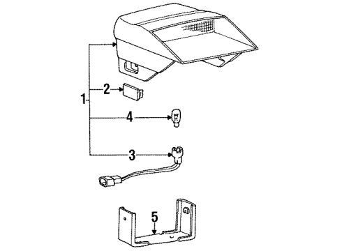 1991 Hyundai Scoupe High Mount Lamps Lamp Assembly-High Mounted Stop Interior Diagram for 92750-23000-MB