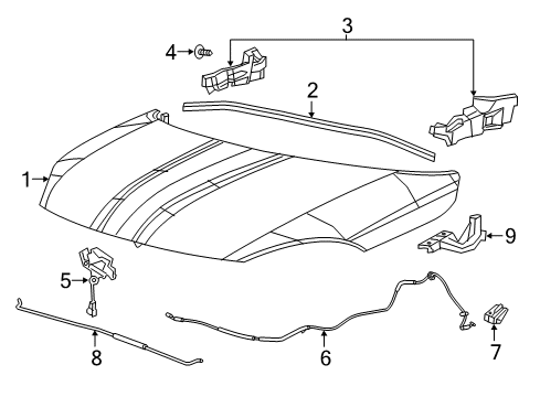 2016 Fiat 500X Hood & Components Clip-Prop Rod Diagram for 68247114AA