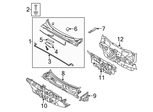 2013 Kia Sorento Cowl Insulator-Dash Panel Diagram for 841241U001