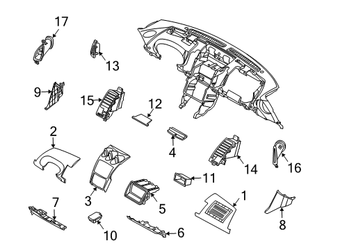 2005 Nissan 350Z Cluster & Switches, Instrument Panel Holder Assy-Cup Diagram for 68430-CE86A