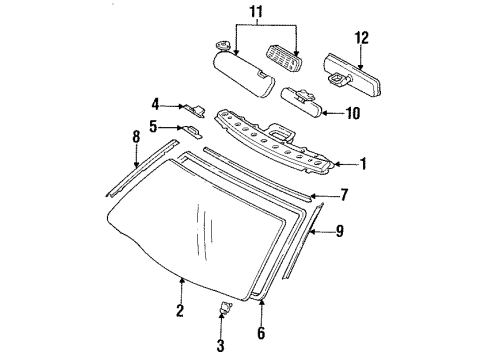 1994 Lexus GS300 Windshield Glass Cover, Inner Rear View Mirror Stay Holder Diagram for 87834-30110