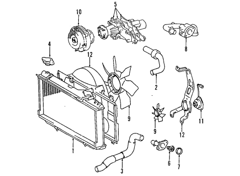 1996 Toyota Supra Cooling System, Radiator, Water Pump, Cooling Fan SHROUD, Fan Diagram for 16711-46170