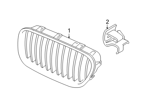 2015 BMW 535i xDrive Grille & Components Grille, Front, Left Diagram for 51137412323