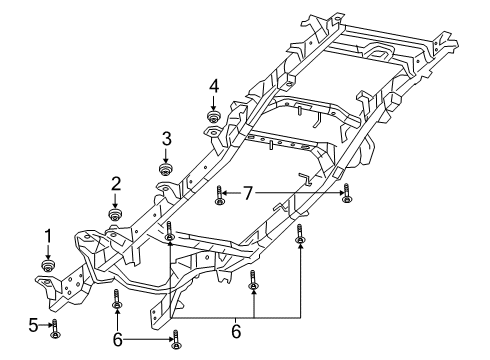 2020 Ram 3500 Frame & Components Body Hold Down Diagram for 68363348AE