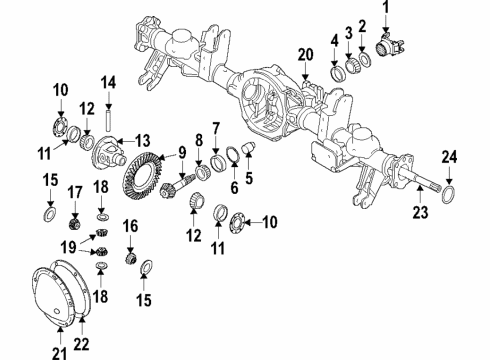 2022 Ram 1500 Rear Axle, Differential, Propeller Shaft Drive Diagram for 68262501AD