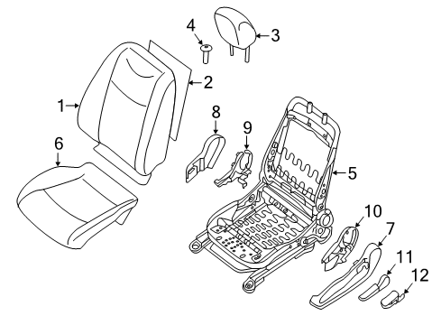 2013 Nissan Leaf Driver Seat Components Lever-Lifter Diagram for 87396-3NF0A