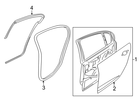 2013 Chevrolet Caprice Rear Door Weatherstrip, Rear Side Door Upper Auxiliary Diagram for 92257477