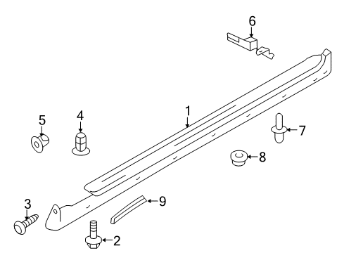 2012 Infiniti FX35 Exterior Trim - Pillars, Rocker & Floor Mudguard-Sill Center, LH Diagram for 76851-1CA0A