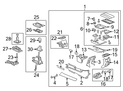 2011 Cadillac CTS Front Console Console Assembly Diagram for 22983613