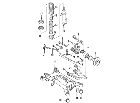 1997 BMW 740i Rear Suspension Components, Lower Control Arm, Upper Control Arm, Ride Control, Stabilizer Bar Shock Absorber Diagram for 33521091421