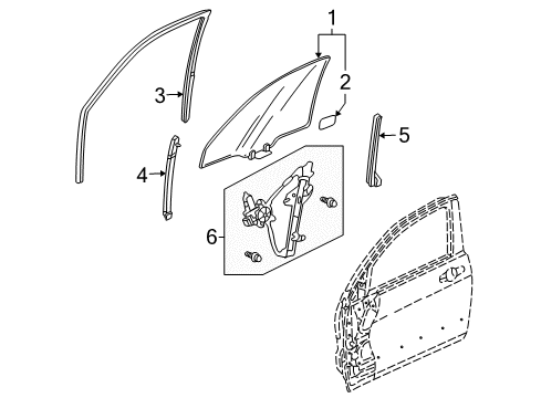 2004 Acura TSX Front Door - Glass & Hardware Sash, Right Front Door Center (Lower) Diagram for 72231-SEA-003