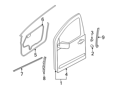 2006 Nissan Frontier Front Door WEATHERSTRIP Front Door LH Diagram for 80831-EA00B