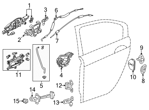 2016 Acura RLX Rear Door Handle Ass (Pomegranate Pearl) Diagram for 72680-TY2-A11ZB