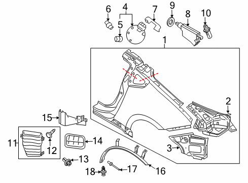 2016 Nissan 370Z Quarter Panel & Components, Exterior Trim Drafter-Air Diagram for 76804-3GY0A