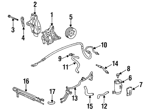1996 Honda Odyssey P/S Pump & Hoses, Steering Gear & Linkage Hose, Feed Diagram for 53713-SX0-A01