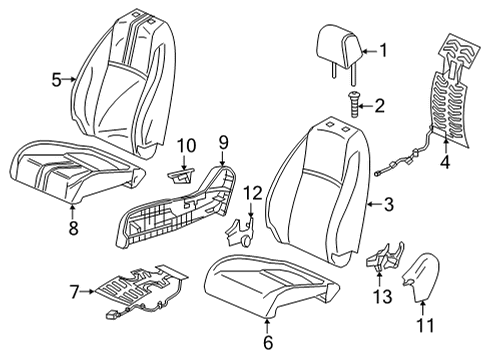 2022 Honda Civic Passenger Seat Components PAD, R- FR Diagram for 81137-T24-R51