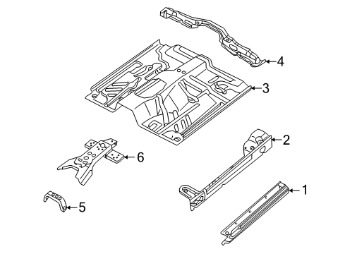 2001 Nissan Frontier Rocker, Floor Floor Front Diagram for 74312-9Z132