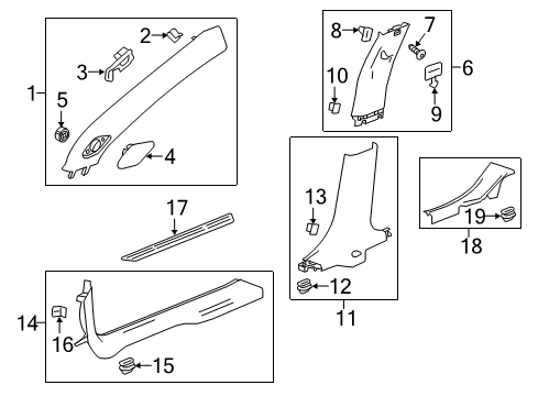 2019 Chevrolet Malibu Interior Trim - Pillars, Rocker & Floor Weatherstrip Pillar Trim Diagram for 84287929