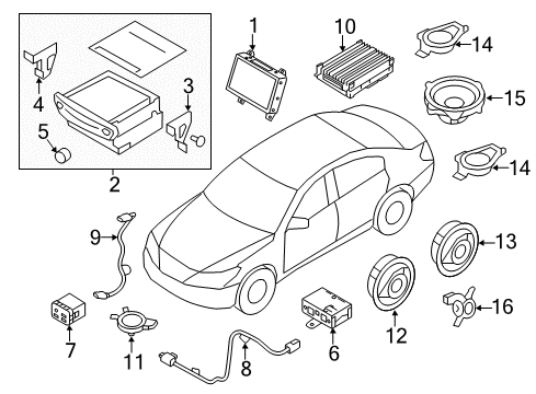 2016 Hyundai Equus Sound System Tweeter Speaker Assembly, Left Diagram for 96310-3M350