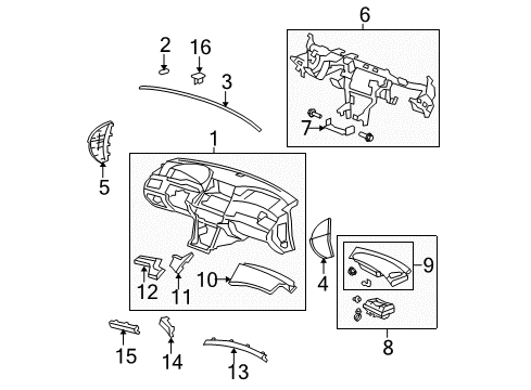2008 Honda Accord Cluster & Switches, Instrument Panel Bracket, Center Joint Diagram for 77113-TA0-A00