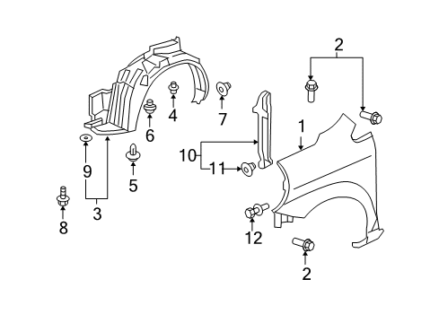 2010 Honda Fit Fender & Components Fender Assembly, Right Front (Inner) Diagram for 74100-TK6-A52