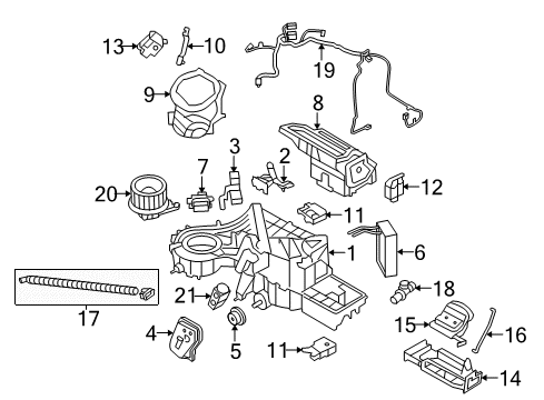 2013 Ford F-150 A/C Evaporator & Heater Components Outer Duct Diagram for BL3Z-18C433-A