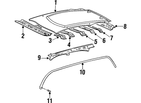 1997 Hyundai Elantra Roof & Components WEATHERSTRIP-Door DOORIP, LH Diagram for 82150-29200