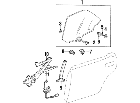 1996 Acura TL Rear Door Regulator, Left Rear Door Power Diagram for 72751-SL9-003