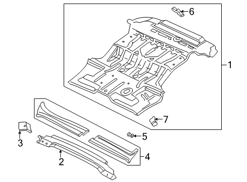 2002 Dodge Durango Rear Floor & Rails Pan-Rear Floor Diagram for 55256759AH