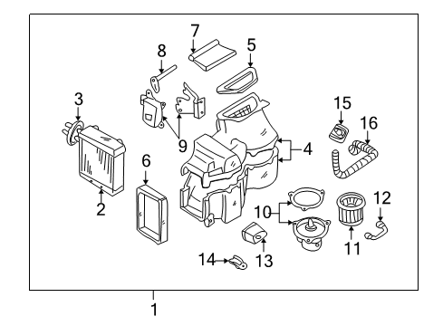 1999 Nissan Quest A/C Evaporator Components EVAPORATOR Assembly - Cooler Diagram for 27281-6B000