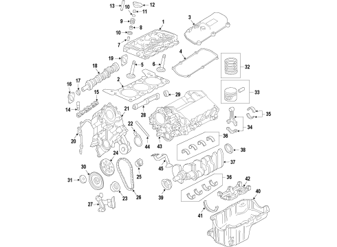 2008 Ford F-150 Engine Parts, Mounts, Cylinder Head & Valves, Camshaft & Timing, Oil Pan, Oil Pump, Balance Shafts, Crankshaft & Bearings, Pistons, Rings & Bearings Front Cover Gasket Diagram for YF2Z-6020-AA