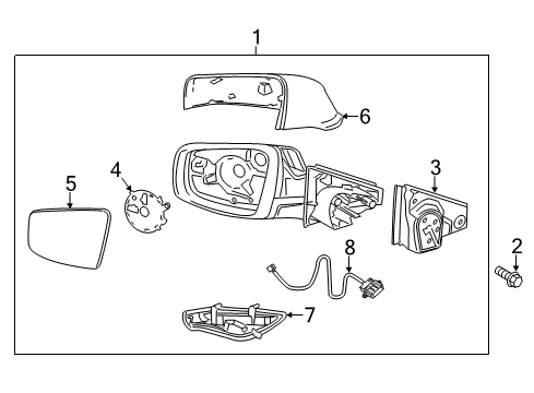 2016 Buick LaCrosse Outside Mirrors Mirror Assembly Gasket Diagram for 22983156