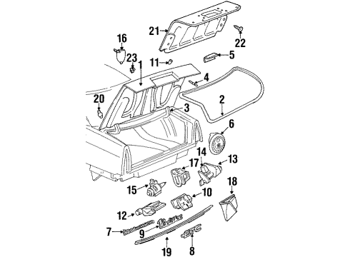 2002 Cadillac Eldorado Trunk Lid, Interior Trim Hinge Asm-Rear Compartment Lid Diagram for 3535871