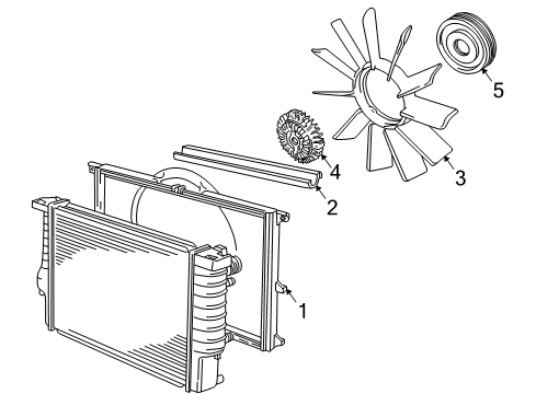 2002 BMW 540i Cooling System, Radiator, Water Pump, Cooling Fan Pulley Diagram for 11511742045