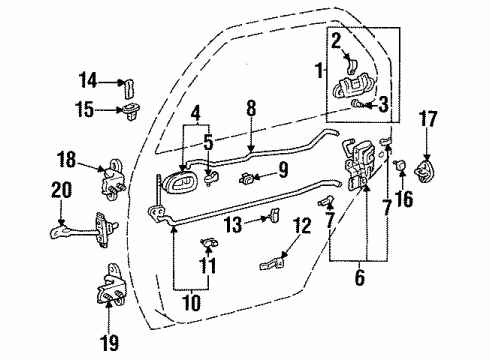 1996 Toyota Corolla Rear Door - Lock & Hardware Rear Door Outside Handle Assembly Left Diagram for 69240-12150-C0