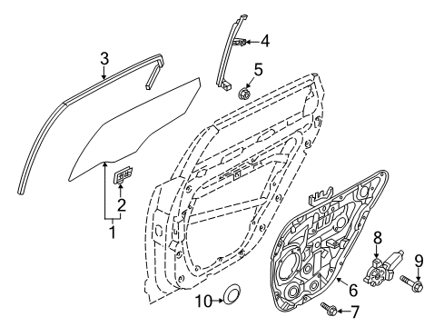 2019 Kia Cadenza Rear Door Run-Rear Door Window Glass Diagram for 83530F6000