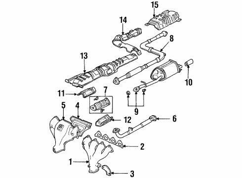1995 Honda Prelude Exhaust Components Cover A, Exhuast Manifold Diagram for 18120-PT3-A00
