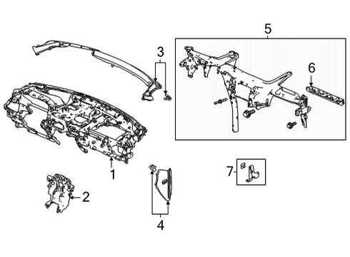 2022 Acura MDX Cluster & Switches, Instrument Panel Panel Assembly, Instrument Diagram for 77100-TYA-A04