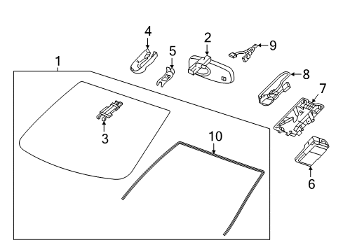 2021 GMC Terrain Glass, Reveal Moldings Lane Assist Camera Bracket Diagram for 84488850