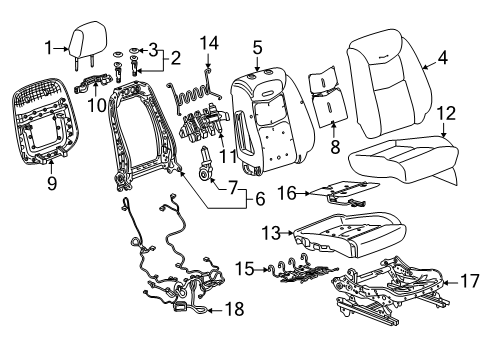 2022 Cadillac XT6 Passenger Seat Components Passenger Discriminating Sensor Diagram for 84740076